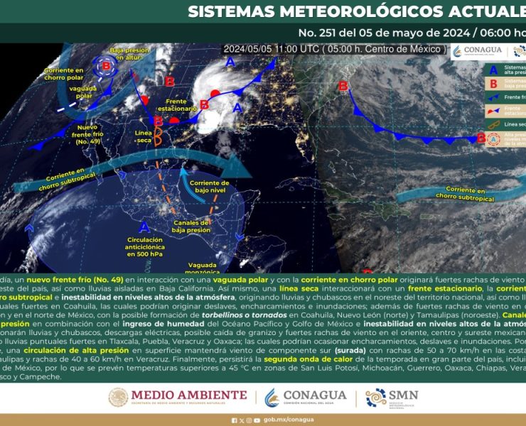 SMN prevé lluvias en el noreste, oriente y sureste del país