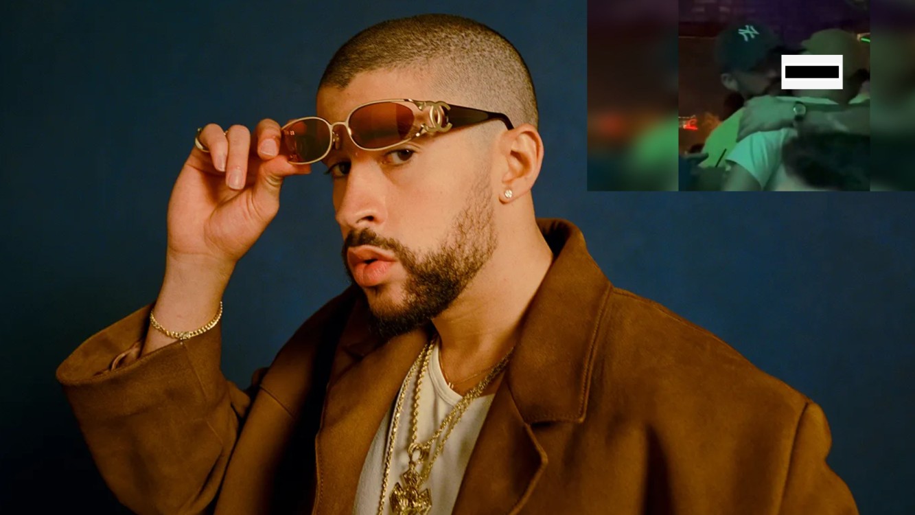 Se dividieron opiniones en redes sociales, luego de que se hizo viral una imagen donde se observa a Bad Bunny besando en el cuello a un misterioso hombre.