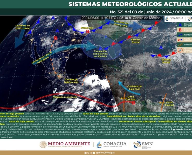 El SMN prevé lluvias intensas en el sureste y península de Yucatán