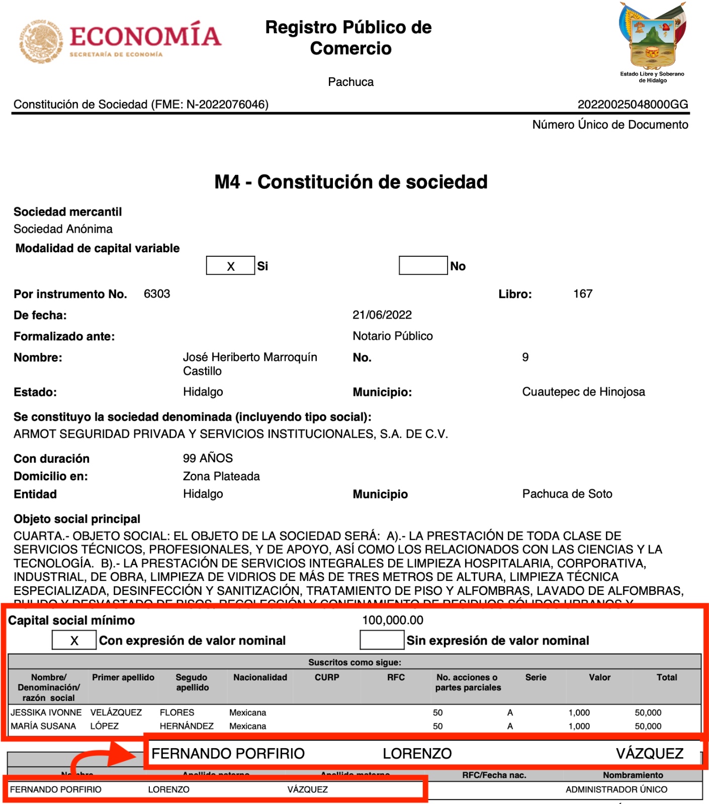 empresa Armot Seguridad Privada y Servicios Institucionales 